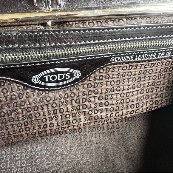 NWT Tod's Black Leather Clutch Medium Logo Silver Accent Made in Italy Vtg - Picture 6 of 16